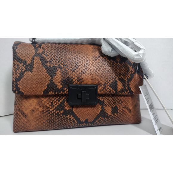 Nicole Miller Brown & Black Python Look Crossbody Handbag NWTS MSRP $60 - Picture 1 of 11